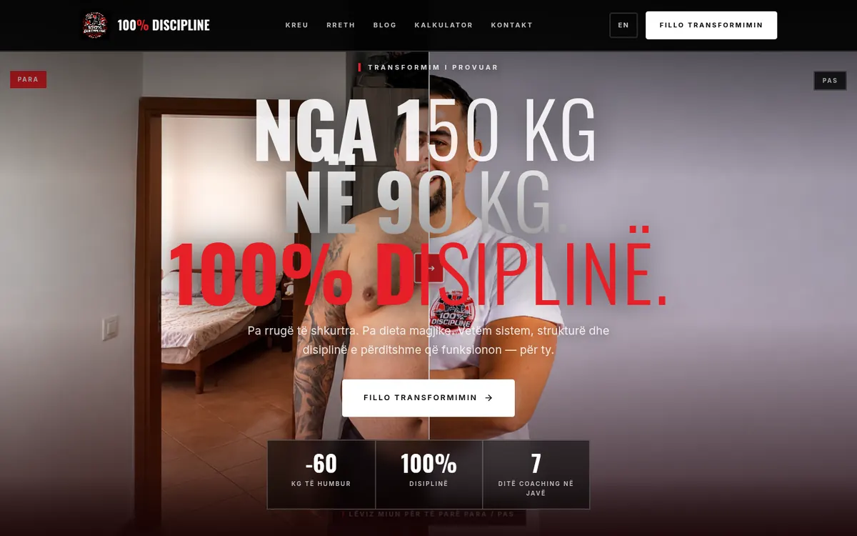The 100% Disiplinë website home page