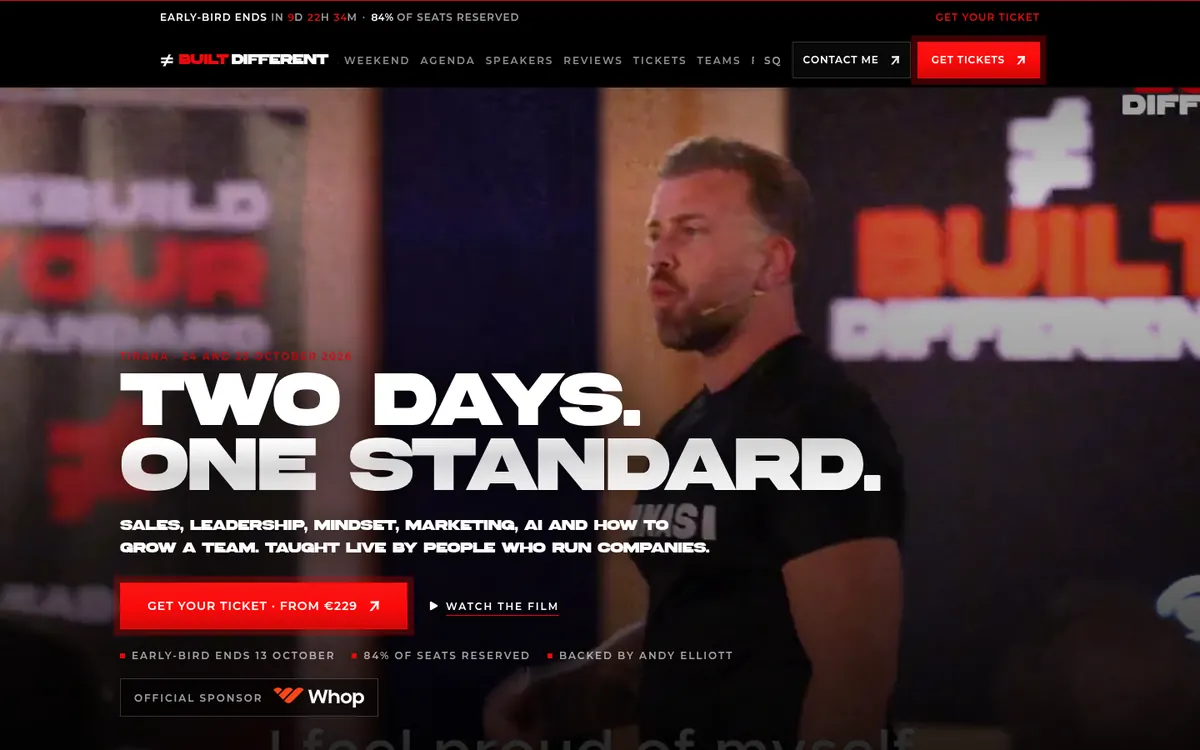 The Built Different 3.0 website home page