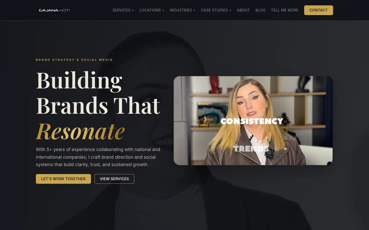 The Dajana Hoti website home page