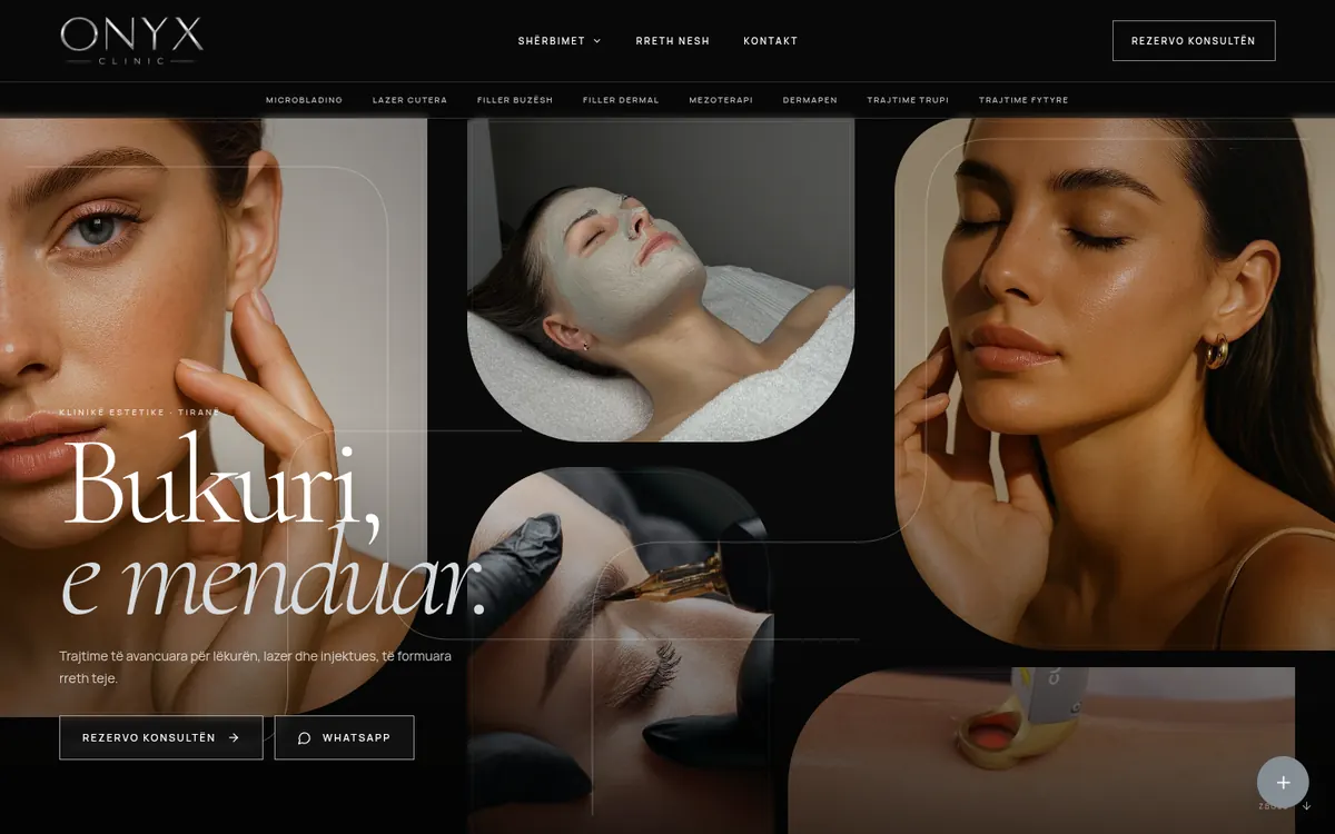 The Onyx Clinic website home page
